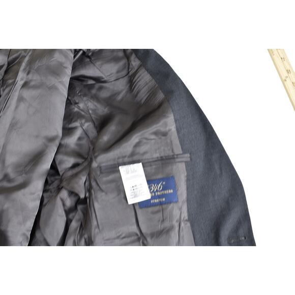 Brooks Brothers 346 Wool Blend Blazer Jacket Gray 41L Solid Office Business - Picture 4 of 7